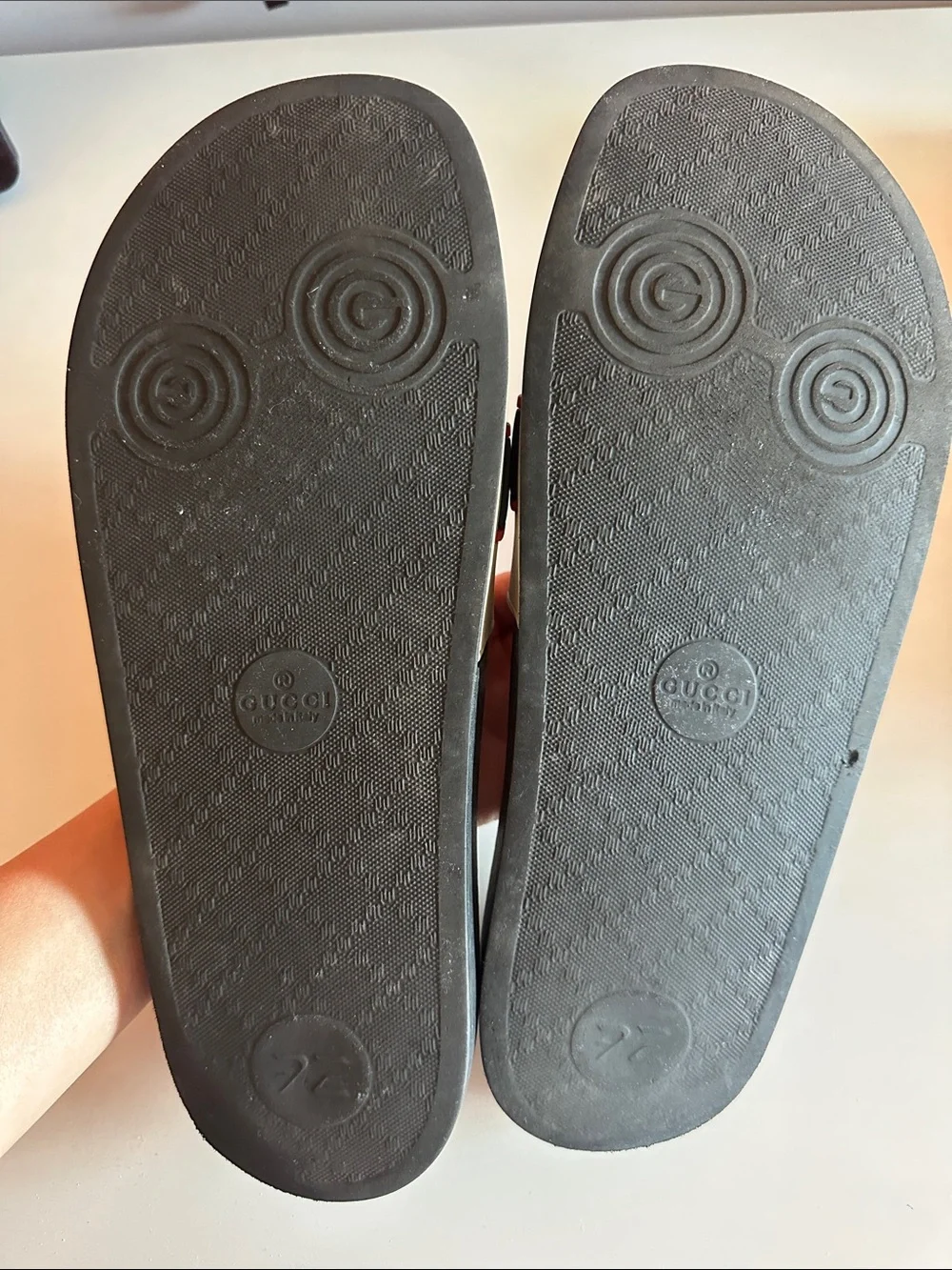 White Gucci Slides